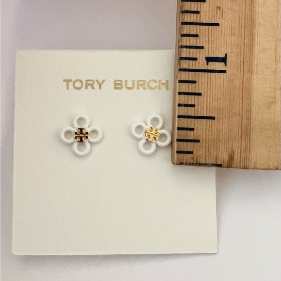 Tory Burch Kira Small Clover Enamel Stud Earrings - Picture 3 of 4